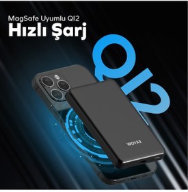 Resim Woyax Magsafe Powerbank 5000 Mah Qı2 Siyah Renk 20w Hızlı Taşınabilir Şarj Cihazı Siyah 