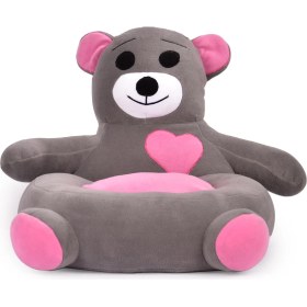 Resim TOKKO Çocuk Bebek Ayıcık Peluş Koltuğu – Ayıcık Koltuk Gri Pembe 