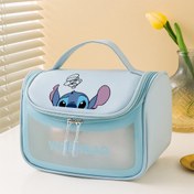 Resim DISNEY Stitch Kadınlar İçin Büyük Kapasiteli Seyahat Kozmetik & Tuvalet Organizatör Çantası - Fermuarlı Hafif Taşınabilir Makyaj Keses, Üst Sap ve Sevimli Stitch Tasarımı, Günlük Kullanım için Kolay Temizlenebilir Dayanıklı Kumaş (Siyah/Beyaz), Disney Stitch Çanta, Eğlenceli Karakter Tasarımı, Pürüzsüz Dokulu Yüzey 