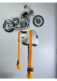 Resim Motor & Motosiklet Çift Turuncu Örgü Saç Kask Dış Aksesuarı Diğer 