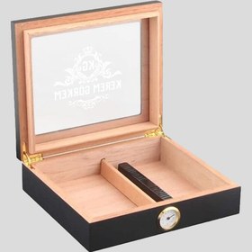 Resim Kişiye Özel Siyah Humidor Puro Kutusu 