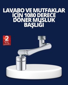 Resim Esnek 1080 Musluk Başlığı 3 Eklemli Hareketli Su Modlu Lavabo Aparatı 