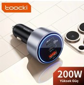 Resim Xuweiwei Toocki 200w Siyah Yüksek Güçlü Araç Şarj Cihazı Çift Usb C Pd Ve Usb A Hızlı Şarj Adaptörü 36v Araç Fişi Dizüstü Telefon Tablet Uyumlu 