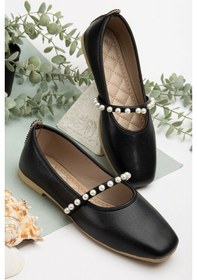 Resim Kadın Cilt İncili Babet Ev Ve Dış Mekan Ayakkabısı - Siyah - 39 Siyah 