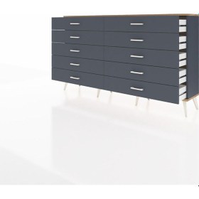 Resim Arges Konsol 10 Çekmeceli 176x30x99 Antrasit-çam/antrasit Antrasit-çam/antrasit 