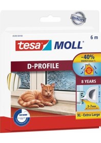 Resim Tesamoll D-profil Kapı Pencere İzolasyon Bandı, 6mx9mmx7mm, Beyaz + Kapı Altı Hava Akımı Önleyici Fırça, 1mx37mm 