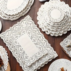 Resim 140 adet Dantel Kağıt Şekilleri, Yağ Emici Kağıt Pedleri, Dantel Tasarımları, Kızartılmış Dim Sum Kek Linerleri, Çiçek Tabanı Kağıtları, Pişirme Tepsileri, Gıda Pedleri, Pizza Linerleri ve Kek Pedleri. 