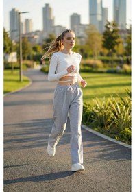 Resim Gri Yüksek Bel Önü Çimalı Bol Paça Çift Cepli Eşofman Altı Bchyl-251228 Çok Renkli 