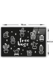 Resim Decorita Cam Ocak Arkası Koruyucu | Free Hugs - Siyah Fon | 