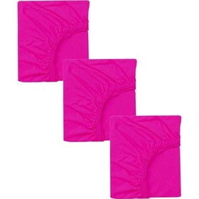 Resim 3 Adet Pamuklu Ve Lastikli 60 X 120 Cm Penye Bebek Çarşaf-fuşya 