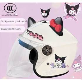 Resim Eternal Luck Kuromi Çocuk 3c Sertifikalı Elektrikli Araç Kaskı Kırmızı - Siyah 