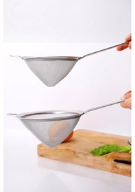 Resim Saplı Tel Süzgeç 12 Cm Paslanmaz Çelik Konik Mutfak Süzgeci Çok Renkli 