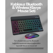 Resim Tüm Cihazlarla Uyumlu Rgb Işıklı Kablosuz Klavye ve Mouse Seti 