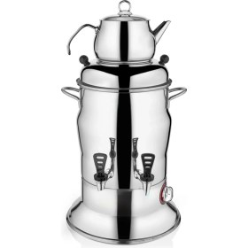 Resim KUTLU TİCARET Kutlu 2 Demlikli 7 Lt Çay Semaveri 