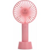 Resim DESİNGSHOP Mini Şarjlı Standlı El Vantilatörü Fanı Soğutucu Vantilatör Pembe 