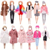 Resim 3 Set Kış Tarzı Kürk Yelek Kıyafet + Elbise / Rahat Kıyafet 11.8 İnç / 30cm Bebek 1/6 BJD Bebekler Giysileri Aksesuarlar Peluş Ceket Kazak Çocuk Hediyesi El Yapımı Oyuncaklar Çocuklar İçin 