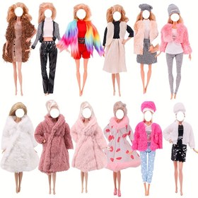 Resim 3 Set Kış Tarzı Kürk Yelek Kıyafet + Elbise / Rahat Kıyafet 11.8 İnç / 30cm Bebek 1/6 BJD Bebekler Giysileri Aksesuarlar Peluş Ceket Kazak Çocuk Hediyesi El Yapımı Oyuncaklar Çocuklar İçin 