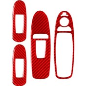 Resim Araba Karbon Fiber A Tarzı Pencere Cam Kaldırma Paneli Dekoratif Çıkartma Infiniti Q50 2014-2020, Sağ Sürücü Kırmızı 1 Adet 