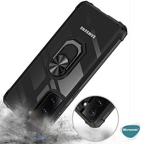 Resim Microsonic Samsung Galaxy S22 için Kılıf Grande Clear Ring Holder Kırmızı [Galaxy S22 ile Uyumlu Kılıf - Kırmızı] 