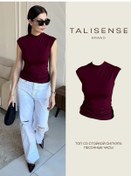 Resim Talısense Uzun, Dar Kesim, Göğüs Kısmı Düşük Topskiims Kolsuz Üst 347438733 Bordo 
