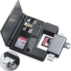 Resim Foxyn Fxn-7sk Otg 7 In 1 Lightning Type C USB Hafıza Kart Okuyucu iPhone Android Kart Saklama Kutusu 