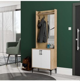 Resim 5012 Royal Sağ Aynalı 2 Kapaklı 2 Askılı Portmanto Sepet-yunus-be 