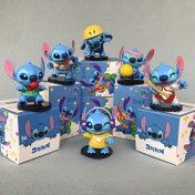 Resim Disney Stitch modeli, Q versiyon figür aksesuarı ve masa süsü. Koleksiyonluk hareketli figür, aile partilerini dekore etmek için uygun. Hediye/şık hediye 