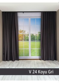 Resim Donatti Koyu Gri Star Blackout Pilesiz Tek Kanat Fon Perde Koyu Gri 