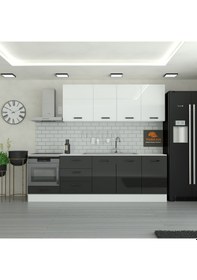 Resim 255 Cm Mutfak Dolabı Mdf Kapak Tezgah Dahil Yrkn255 99 Siyah 
