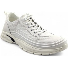 Resim Guja24k518 Kalın Taban Deri Erkek Spor Ayakkabı Beyaz 