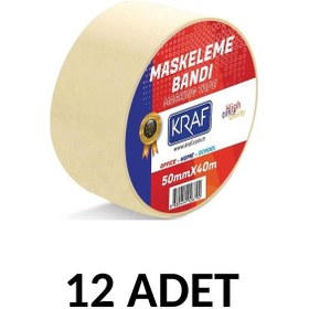 Resim 12 Adet Maskeleme Bandı 50 Mmx40metre Kağıt Bant Diğer 