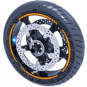 Resim Floresan Turuncu 4 Parçalı Kesikli Jant Şeridi Sticker Çınar Extreme 