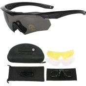 Resim Yunboo Outdoor Sporlar İçin Polarize Güvenlik Gözlüğü - Uv400 Koruma, Rüzgar Ve Kum Dayanıklı - Siyah Kare, Gri/sarı/şeffaf Değiştirilebilir Lensler Seti Siyah - Gri 