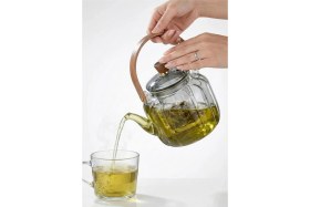 Resim Feyza Design Füme Borosilikat Cam Demlik 900 Ml, Oval Köşeli, Şık ve Dayanıklı 