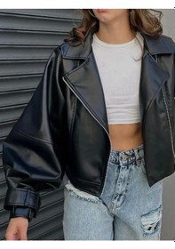 Resim Genculus Yeni Sezon Oversize Kadın Siyah Ceket Siyah 