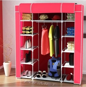 Resim SarKılıcHome Bez Dolap , 132*155*43 Ölçüleri, Sağlam Ve Kullanışlı Raflı Ve Askılı Portatif 10 Renk 