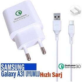 Resim Samsung Uyumlu A31 Şarj Aleti Hızlı Şarj Cihazı - Type-c Kablo 