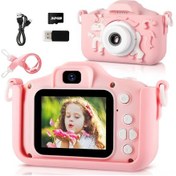 Resim Xindoker Çocuklar İçin Eğlenceli Pembe Unicorn Şeklinde 32gb Hafızalı Dijital Fotoğraf Makinesi 