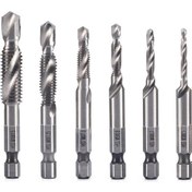 Resim Aubyhe Hss 4341 Beyaz uzun Tip 6'lı Set, M3-m10, Delme-parçacık Alma-ipli Kesme 3'ü Bir Arada, Plastik Poşetli 