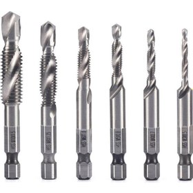 Resim Aubyhe Hss 4341 Beyaz uzun Tip 6'lı Set, M3-m10, Delme-parçacık Alma-ipli Kesme 3'ü Bir Arada, Plastik Poşetli 