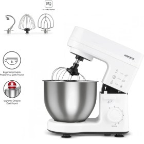 Resim Chef 5 L Lik Paslanmaz Çelik Hazneli Stand Mikser Beyaz 1500W Ultra Güçlü Motor 