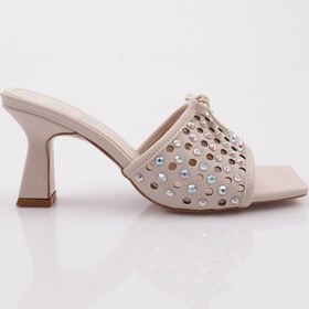 Resim Dgn 7256 Kadin Kurdela Detayli Topuklu Terlik 7256-424-R12472 Altın 