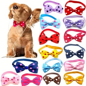 Resim Polka Dot Bow Tie Pet Köpek Yaka Ayarlanabilir Kolye Yaka Güvenlik Bow Tie Yaka Köpek Pet Malzemeleri 