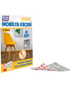 Resim Boss Tape 3M Yapışkanlı 60 Adet 20MM Gri Mobilya Sandalye Masa Ayağı Keçesi 