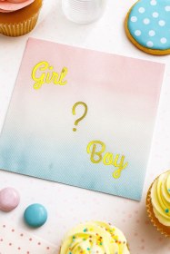 Resim Peçete Cinsiyet Partisi Peçetesi Pembe Mavi Geçişli Girl Boy Yazılı Lüks Cinsiyet Peçetesi 20li +3 