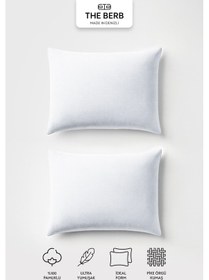 Resim 2'li Lakost Örgü Yastık Kılıfı Seti %100 Pamuk 50 X 70 Fermuarlı Beyaz 