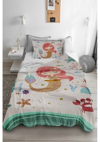 Resim Deniz Kızı Desenli Tek Kişilik Pike ( Yastık Kılıflı ) 