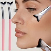 Resim Tek Paket V-Şekilli Kontur Fırçası, Oval Naylon Kıllı, Ahşap Saplı, Kokusuz, Tüm Cilt Tipleri İçin, Hassas Aydınlatma ve Gölgeleme, Temizlenebilir Fondöten Aracı 