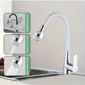Resim Dashanshop Beyaz 360 Dönebilir Esnek Tek Kollu Batarya Mutfak Musluğu Sıcak Soğuk Su 