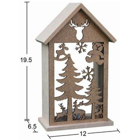 Resim Ahşap Yılbaşı T-Light Mumluk 19,5x12cm F830 